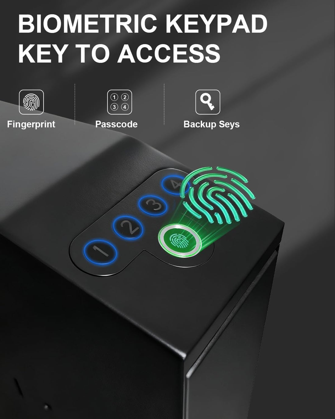 Biometric Pistol Gun Safe with Auto Sliding Door – 0.1s Quick Access Handgun Safe for Nightstand, Desk, Bedside, Truck – Fingerprint, PIN Code & Key Access Security Box